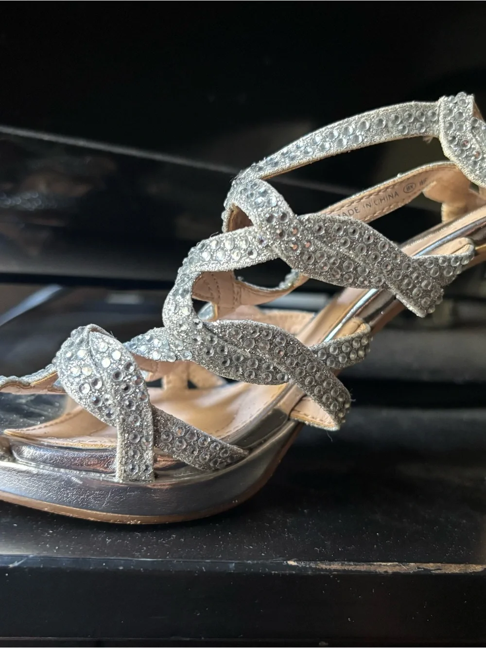 Nina Silver Crystal Embellished Strappy Heels